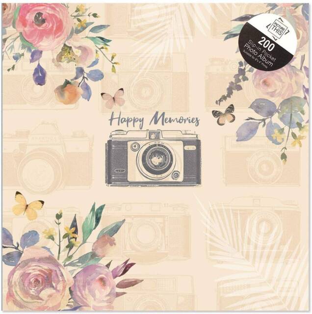 "Photo Album 4""x6"" Slip In Pockets Memo Holds 200 Photos Travel Holiday"