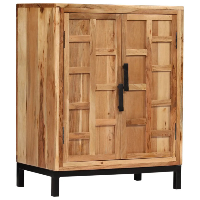 Sideboard 60x35x76 Cm Solid Acacia Wood 2-door Brown With Steel Base