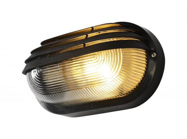 Wall Light Black Puck Bulkhead Oval Ip44 Coast Outdoor Cz-25142-blk