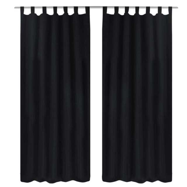 2 Pcs Black Micro-satin Curtains With Loops 140 X 225 Cm Vidaxl