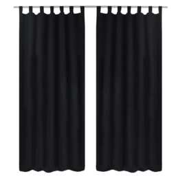 2 Pcs Black Micro-satin Curtains With Loops 140 X 225 Cm Vidaxl