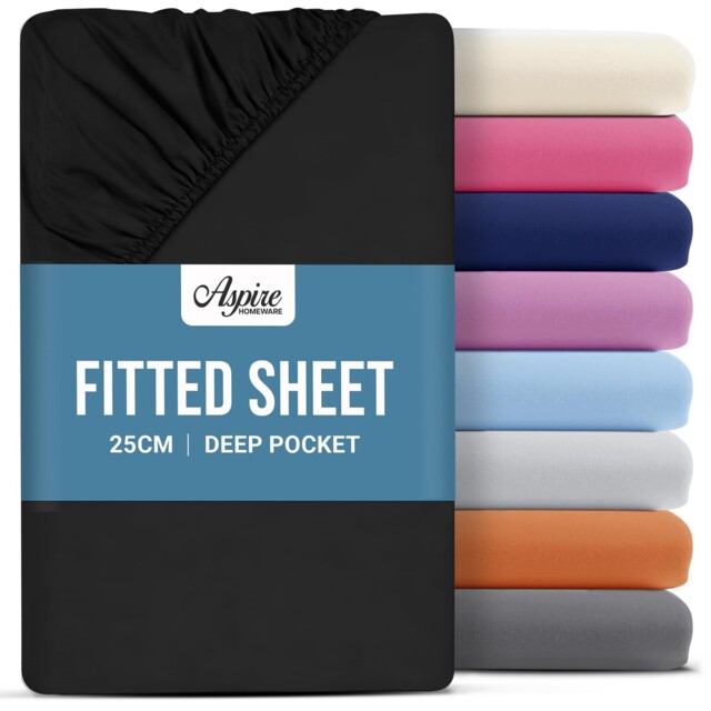 Aspire Homeware Double Fitted Sheet - 25 Cm Deep Hotel Quality Double,