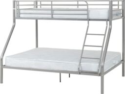 Sliver Metal Bunk Bed Double 4ft6 And Single 3ft In Silver Triple