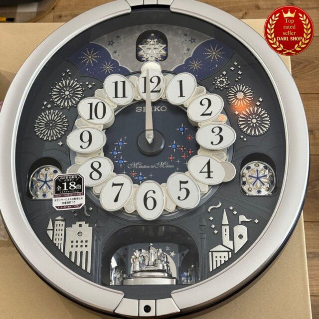 Seiko Re602s Analog Wall Clock Silver 18 Melody In Motion Karakuri