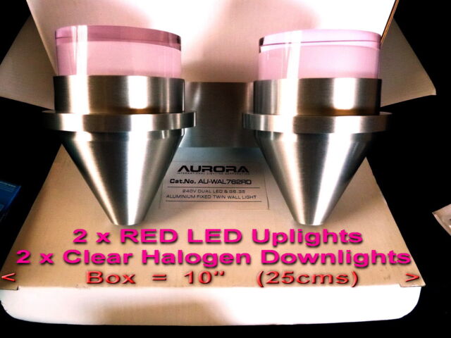 Aurora Au-wal762rd 240v Led & G6-35 Halogen Aluminium Twin Wall Light