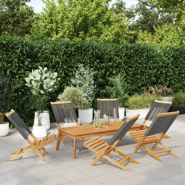 Folding Garden Chairs 6 Pcs Grey Solid Wood Acacia Vidaxl
