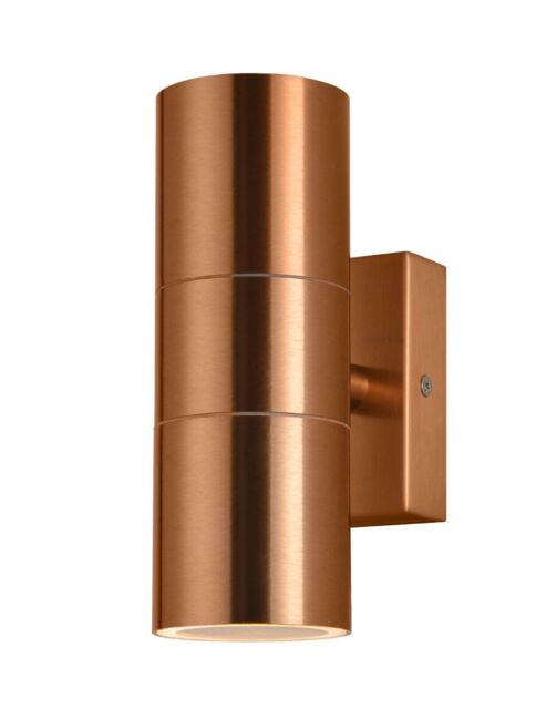 Copper Outdoor Up & Down Wall Light Outdoor Garden Twin Gu10 Ip44 Led