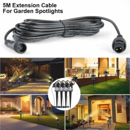 5m Extension Cable Line Waterproof For Led Spike Lights Garden Outdoor