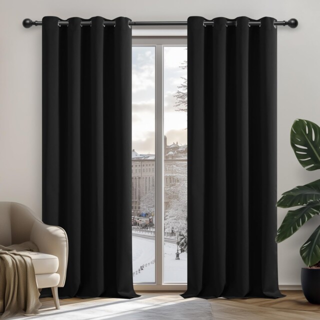 "Blackout Curtains 52""x 63"" Thermal Insulated Eyelet Curtains For"