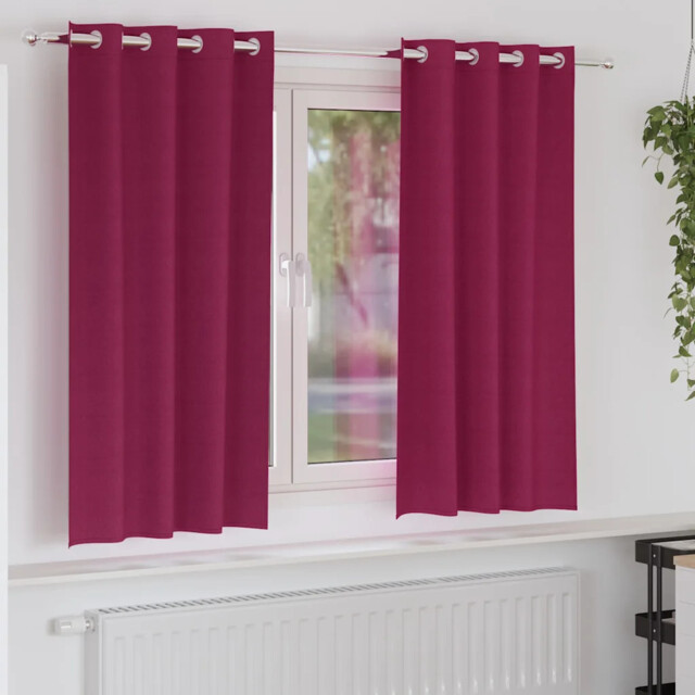 Curtains With Curtains 2 Pcs Wine Red Polyester Vidaxl