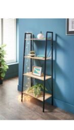 Ladder Shelf Bookcase 4 Tier Display Storage Shelving Unit Stand Wall