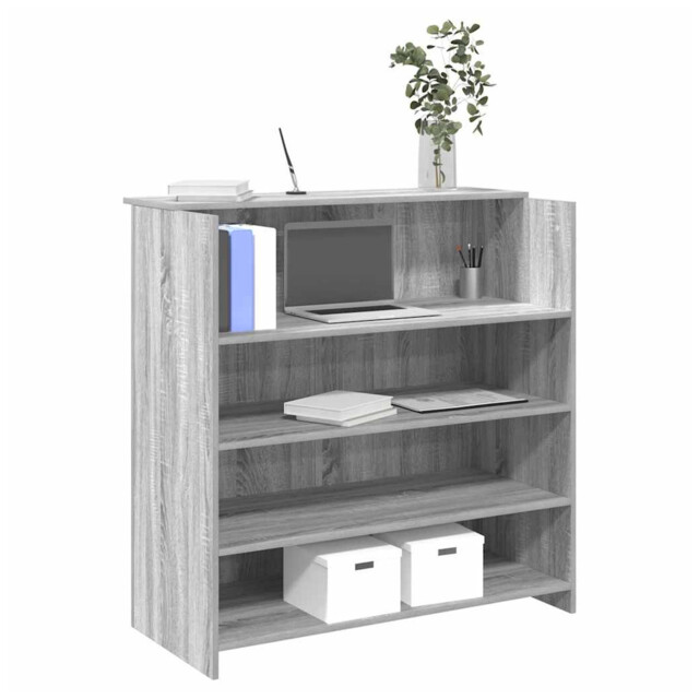 Reception Desk Grey Sonoma Engineered Wood 100x50x103.5cm Counter With