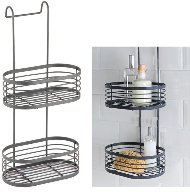 Grey Over Shower Screen Caddy Hanging Bathroom Organiser Shower Rack