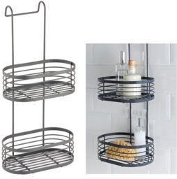 Grey Over Shower Screen Caddy Hanging Bathroom Organiser Shower Rack