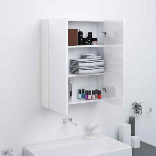 Bathroom Mirror Cabinet 60x15x75 Cm Mdf Shining White Vidaxl