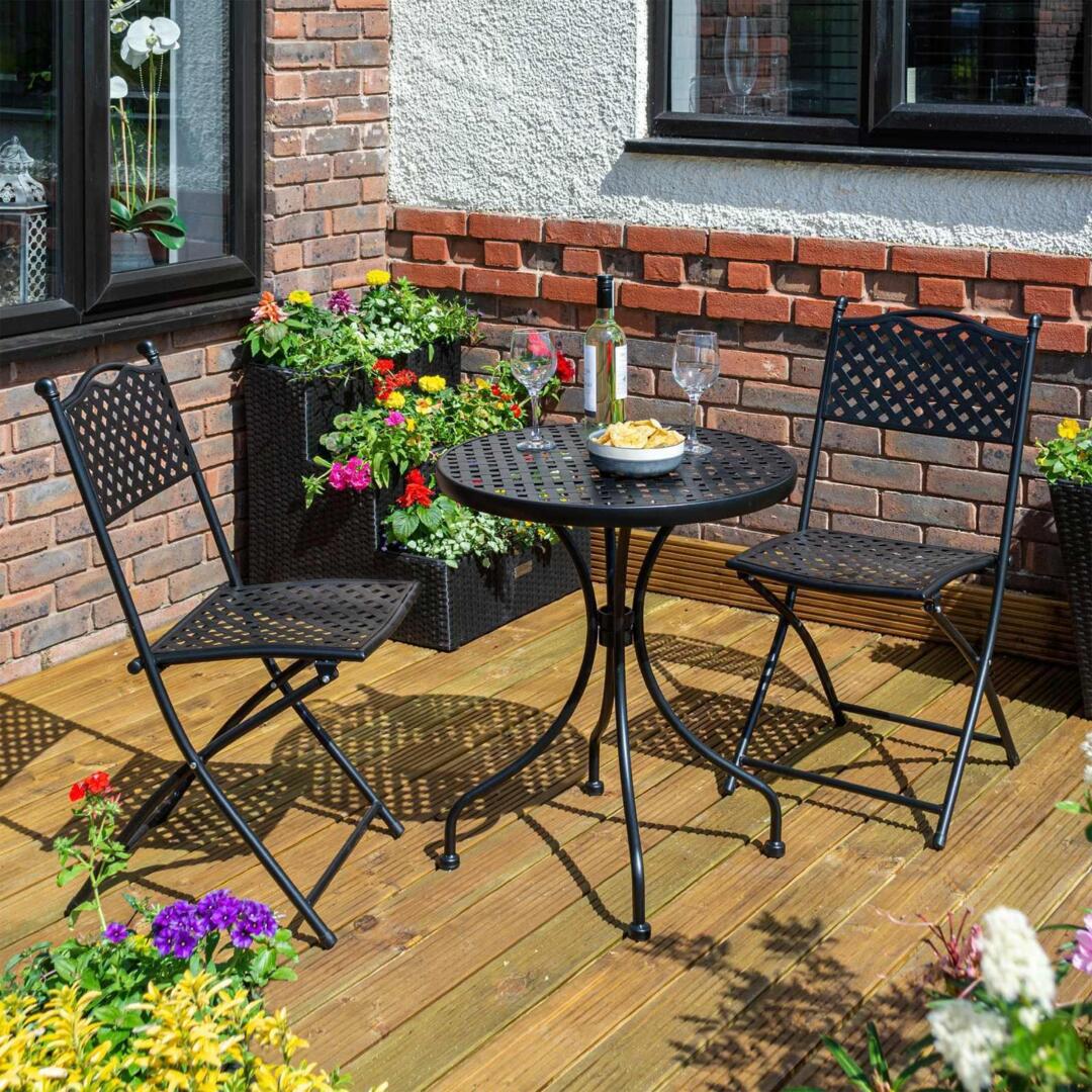 Table Chairs Bistro Set Matte Black Havana Outdoor Furniture Steel