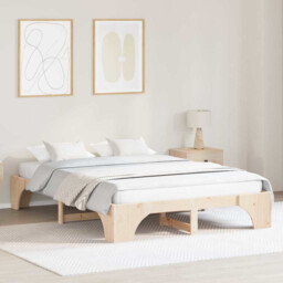 Bed Frame Solid Pine Wood Natural 160x200cm Low Profile 30cm Slatted