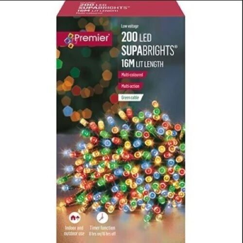 Premier Lv162170m 200 Led Supabrights With Timer In Rainbow