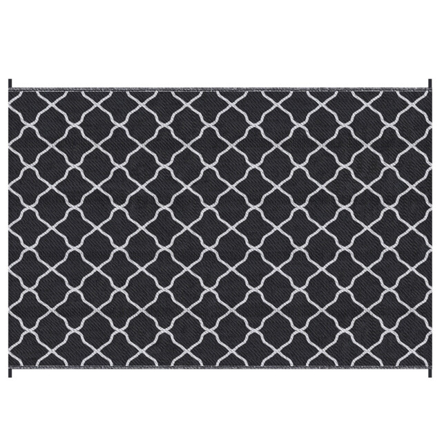Outdoor Rug Black 182x274cm Waterproof Pp Non-woven Plastic Reversible