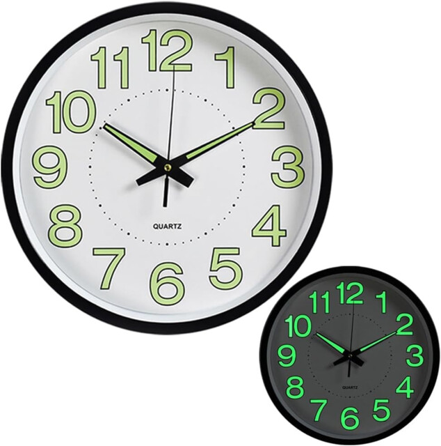 Warmiehomy Luminous Wall Clock - 12 Inch Small Round Night Light For