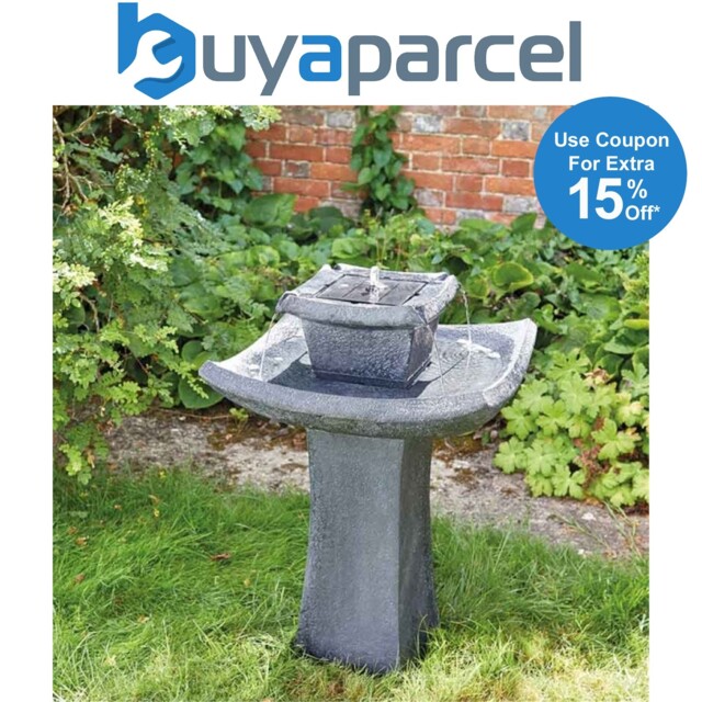 Smart Garden Solar Pagoda Oriental Garden Water Feature Fountain Bird