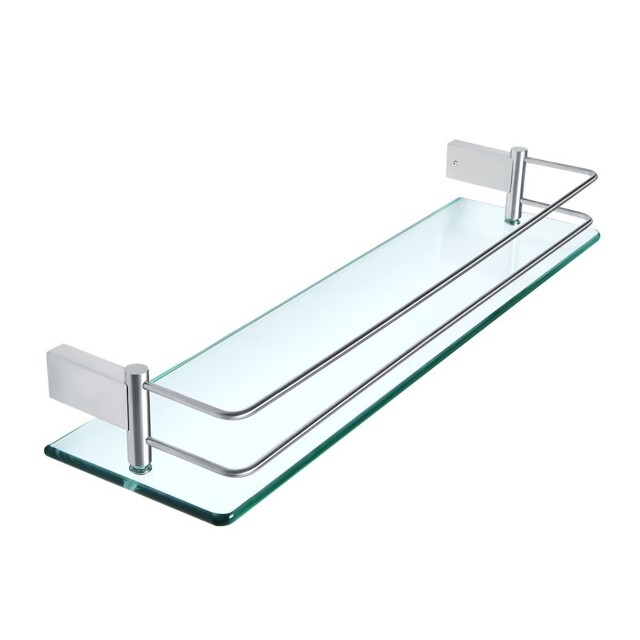 Sayayo Tempered Glass Shelf Bathroom With Rail Wall 20-inch, Brushed