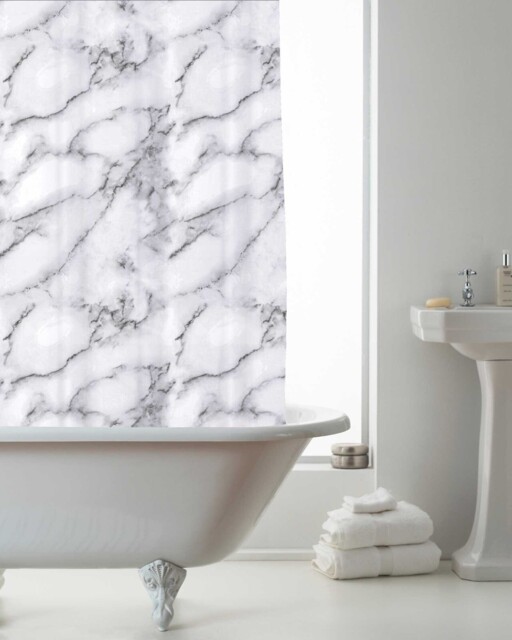 Modern Printed Design Peva Shower Bathroom Curtain With Ring Hooks 180