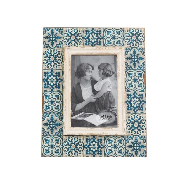 "Sass & Belle Mediterranean Blue Mosaic Vintage Photo Frame 4"" X 6"""
