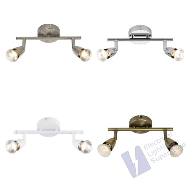 Double Gu10 Spotlight Ceiling Wall Light Twin 2 Way Spot Bar Halogen