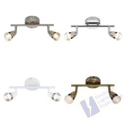Double Gu10 Spotlight Ceiling Wall Light Twin 2 Way Spot Bar Halogen