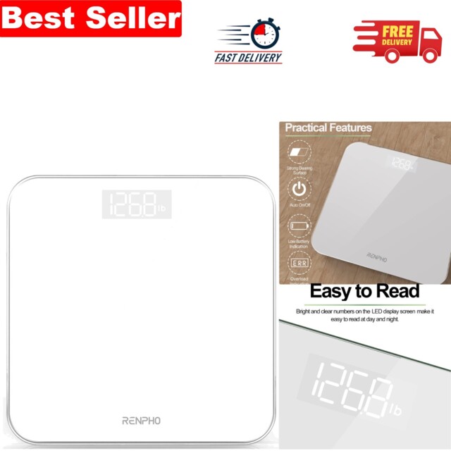 Elegant White Digital Bathroom Scale - High Precision 180kg/400lb