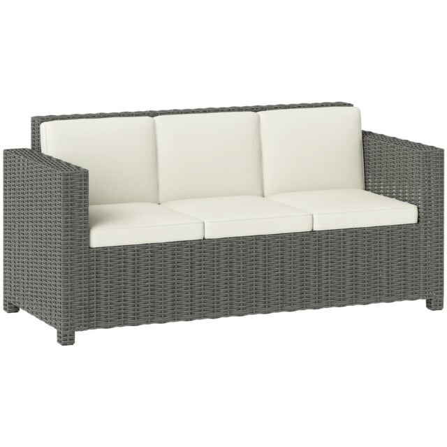 Outsunny Rattan Wicker 3-seater Sofa Chair Patio Furniture W/ Cushion