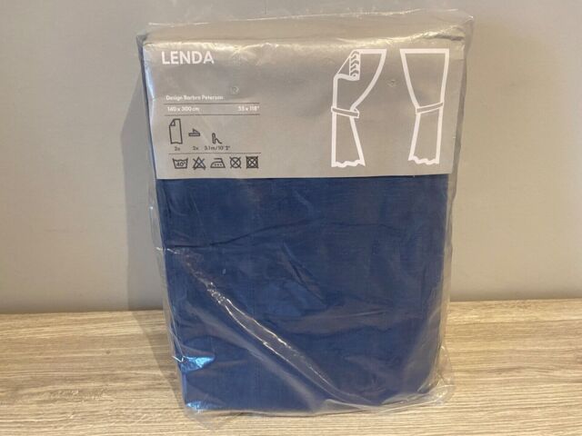 "Ikea Lenda Blue Curtains Tab Top Tie Backs 140 X 300cm 55"" X 118"""