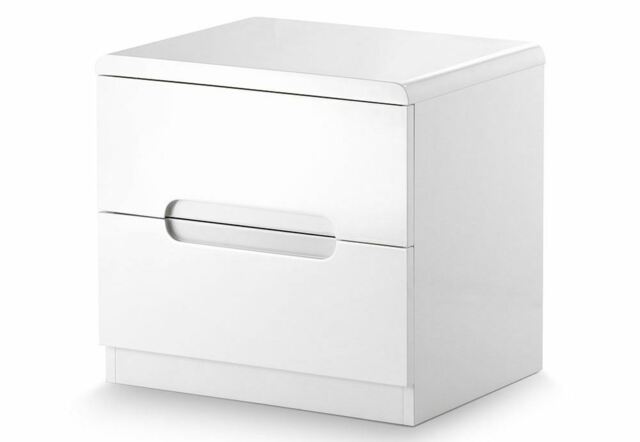 Julian Bowen Manhattan White 2drw Bedside Table/nightstand/bedside