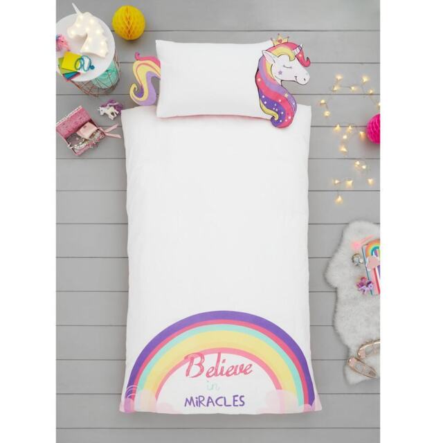 Unicorn Rainbow Miracles Kids Reversible Duvet Cover And Pillowcase