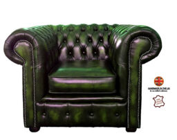 Chesterfield Genuine Pure Leather Club Arm Chair Antique Green Uk