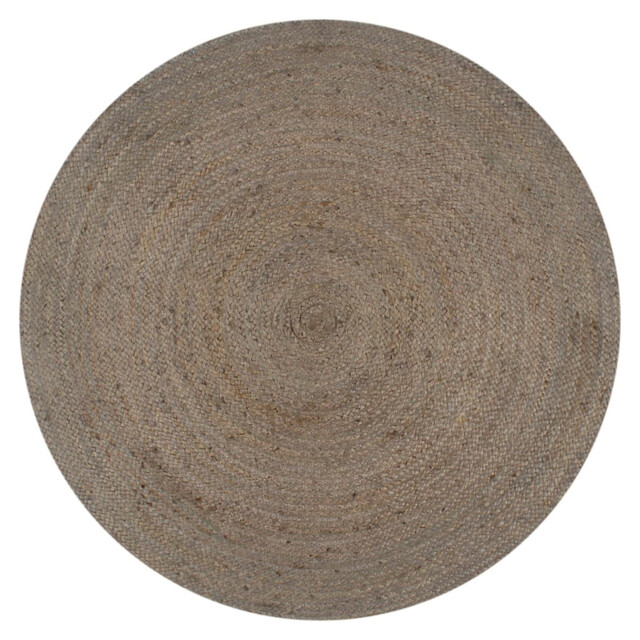 Round Jute Rug 90cm Grey Braided Handmade Natural Texture Rug Soft &