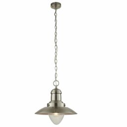 Endon Mendip Industrial Ceiling Pendant Light Dimmable Satin Nickel