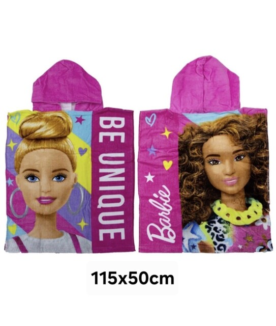 Barbie Hooded Towel Kids Poncho Swimming Beach Pool Fresh Pink Robe