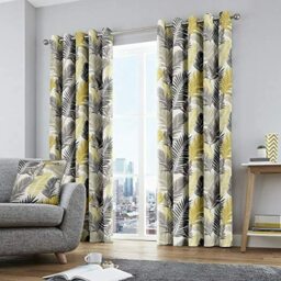 "Fusion - Tropical - 100% Cotton Eyelet Curtains - 90"" Width X 72"""