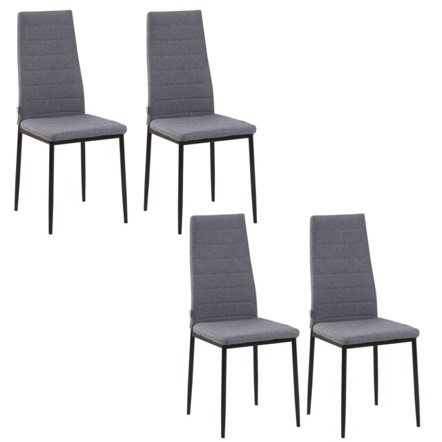 Homcom Dining Chairs Upholstered Fabric Accent Chairs With Metal Legs,