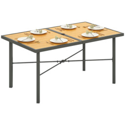 Outsunny Garden Table For 6, Outdoor Dining Table With 5cm Umbrella
