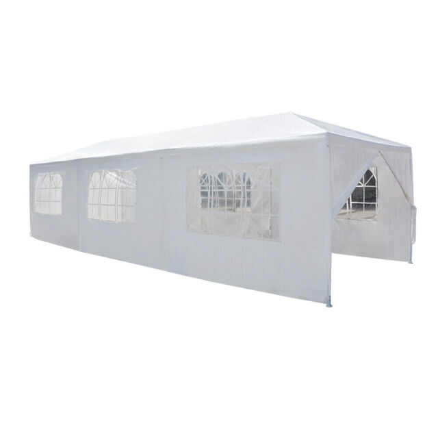 White 3x9m Waterproof Outdoor Garden Gazebo Canopy Party Wedding Tent