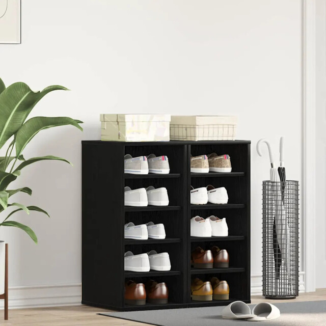 Shoe Cabinet 2 Pcs Black Oak 32 X 35 X 70 Cm Engineered Wood Vidaxl