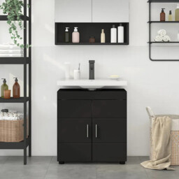 Bathroom Basin Cabinet With Storage Tulum Black 60 X 34 X 63 Cm Vidaxl