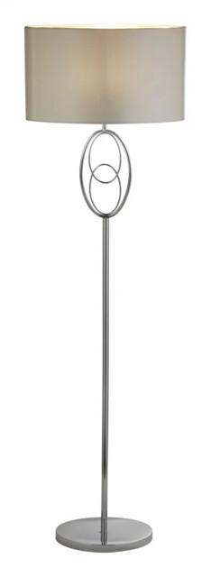 Floor Light Silver Loopy Chrome White Faux Silk Searchlight 69042cc