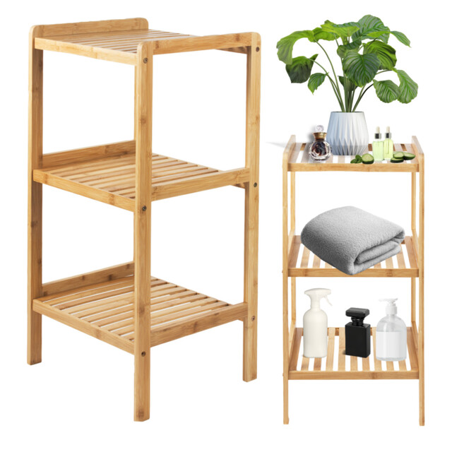 Storage Bamboo Rack Unit 3 Shelves Bathroom Living Room 78cm Moist