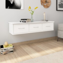 3 Drawers Storage Cabinet Wall Mounted Floating Wooden Shelf Storage