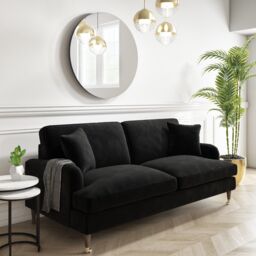 Payton Sof124 3 Seater Velvet Sofa - Black