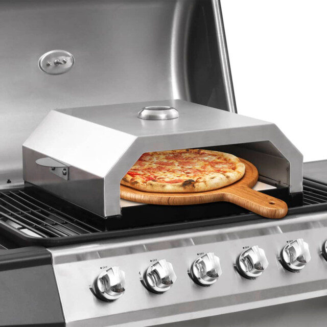 Pizza Oven Black/silver 49 X 35 X 15.5 Cm Stainless Steel Hood Enamel